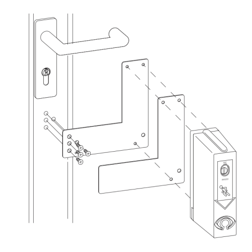 Montageplatte 175 mm  für GfS EH-Türwächter an Glasrahmen RAL 6029