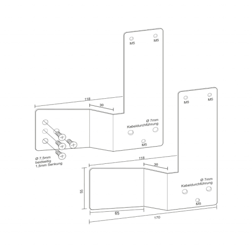 Gekröpfte Montageplatte RAL 6029 für EH-Türwächter an Stangengriffen 30 mm DIN Links