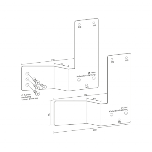 Gekröpfte Montageplatte RAL 6029 für EH-Türwächter an Stangengriffen 50 mm DIN Links