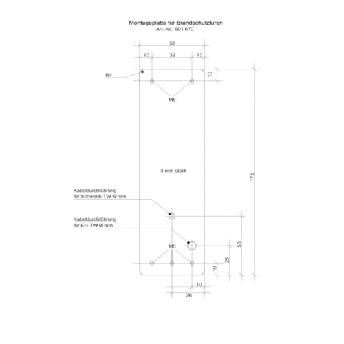 Montageplatte RAL 6029 für Brandschutztüren (Türwächter und Fensterwächter) zum kleben