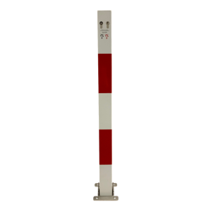 Feuerwehr Absperrpfosten für 2 Profilhalbzylinder mit Bodenplatte